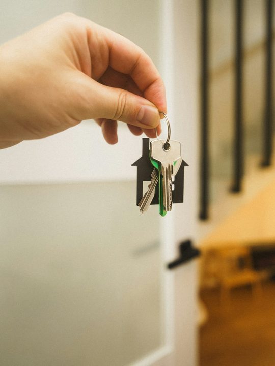 House key in a front door lock